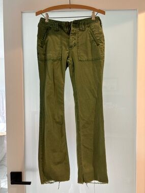 Pilcro Olive Green Utility Flared Pants